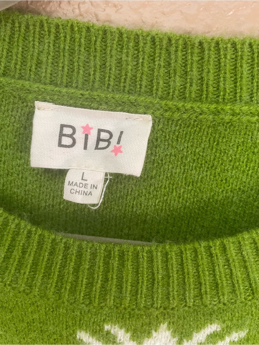 BIBI Green Daisy Knit Short Sleeve Sweater - Picture 2 of 3